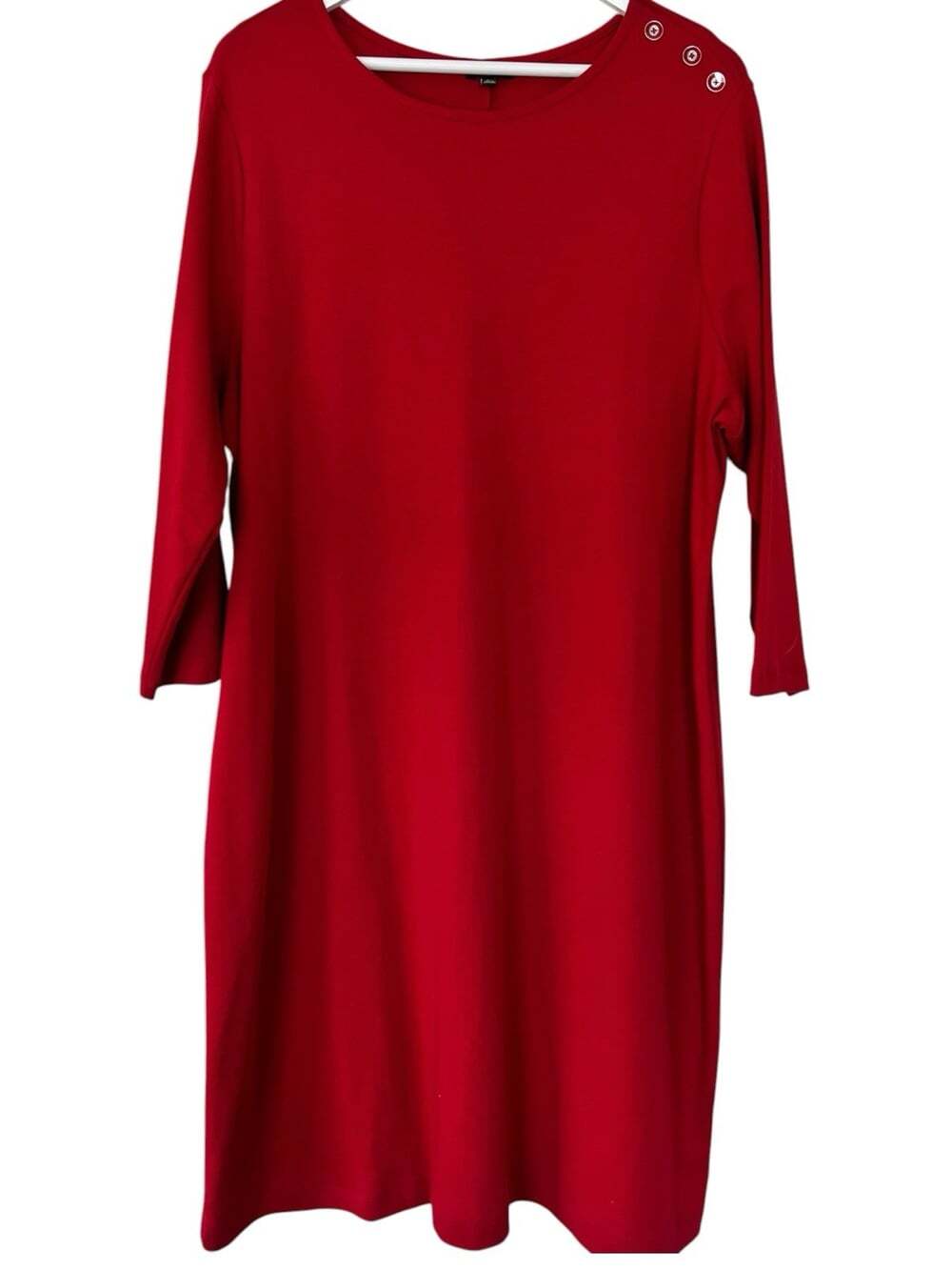 Talbots Woman  Red 3/4 Sleeve Preppy Minimalist Shift Dress Plus Size 2X